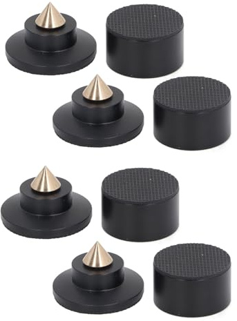 4 Sets Speaker Isolation Stand Feet Pad, Shockproof Antislip Resonance Reducer with Adjustable Height Spikes, Metal Vibration Damper for Turntable Amp CD DAC Recorder