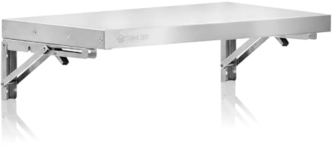 Mahlzeit Edelstahl Wandregal 60 x 30 cm | Küchenregal, Klappbar, Silber | Edelstahlregal, Wandmontage | Wandregal für Küche, Küchenwandregal, Ablage für Wand, Gewürzregal für Gastronomie