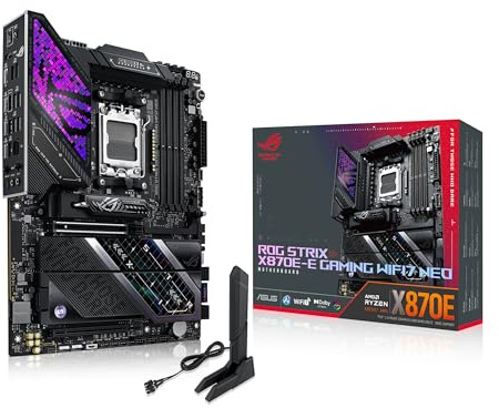 ASUS ROG Strix X870E-E Gaming WIFI7 NEO, Scheda madre AMD ATX, 18+2+2 Power Stage, Slot DDR5, Cinque slot M.2, PCIe 5.0 con supporto completo per GPU di nuova generazione, WiFi 7, Dual USB4