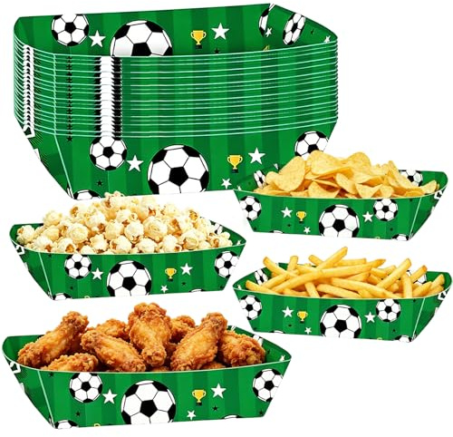 Eymobad Juego de 24 platos de fiesta de fútbol, color verde, platos de fiesta, platos de papel para cumpleaños, fiestas de fútbol, decoración para niños y niñas