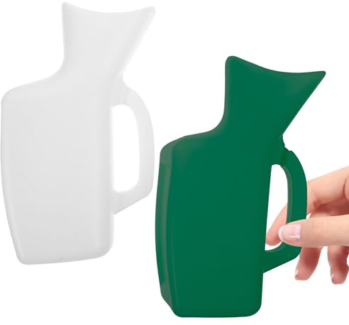2pcs 1000ml Women Portable Urinal Bottle for Travel | PP Reusable Design, Leak Resistant and Easy to Clean, Car and Camping Use, White Green