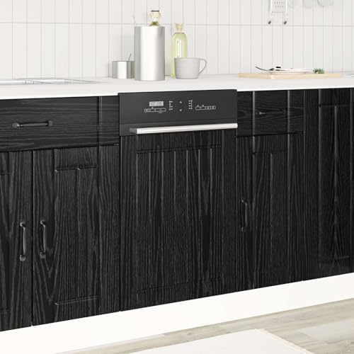 LoogCape Lucca Façade de lave-vaisselle en chêne noir, 45 x 1,5 x 57 cm, pour cuisines modernes, compatible avec armoire de cuisine, armoire d'appoint, buffet, vitrine, buffet et espace de rangement