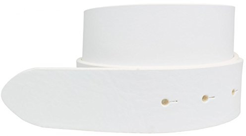 Brazil Lederwaren Wechselgürtel aus Vollrindleder ohne Schnalle 4 cm | Druckknopf-Gürtel für Damen Herren 40mm | Leder-Gürtel 4cm | Weiß 95cm