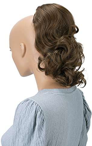 CAISHA 30cm Haarteil Mia Zopf Haarverlängerung mit Kordelverschluss Voluminös Gewellt Hellbraun PH206