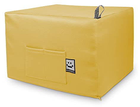 HAPPERS Puff Cama Auxiliar Doble. Futón o Colchón Plegable con Funda Mostaza