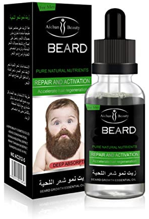 INVJOY Kit de Croissance de Barbe , Rouleau de Derma à barbe + Huile de Sérum de Croissance de Barbe + Baume à Barbe MODEL 332