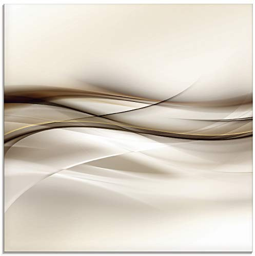 ARTland Wanddeko Glasbilder Wandbild Glas Bild einteilig 50x50 cm Quadratisch Moderne Kunst Abstrakt Modern Rauch Welle Braun T9LI