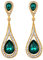 EVER FAITH Pendientes Mujer 2 Lágrimas Agua gota Cristal Colgantes Aretes Elegante Retro Verde Tono Dorado