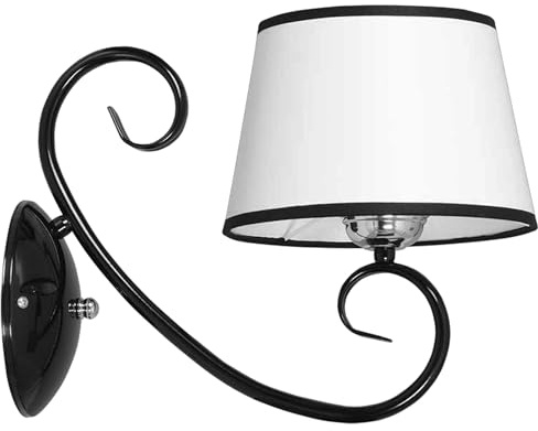 Licht-Erlebnisse Wandleuchte Klassisch Stoff Schirm Schwarz Weiß elegant E27 CHICAGO Wandlampe Schlafzimmer Innen