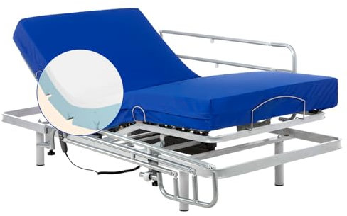 Gerialife® Letto snodato con materasso sanitario viscoelastico impermeabile (105 x 190 + ringhiere)