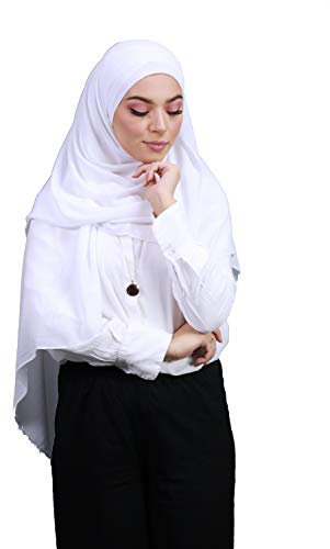 Hijab, aus Crêpe-Musselin, mit integrierter Haube, weiß, One size