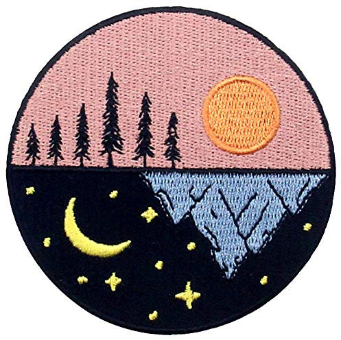 Aufnäher, bestickt, Design: Tag-und Nacht, Entdecken Sie Outdoor, zum Aufbügeln oder Aufnähen