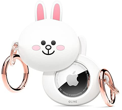 elago I LINE Friends Silikon Hülle Kompatibel met für Apple AirTag Tracker - Voller Schutz, Inklusive Schlüsselring, Schlankes und Einfaches Design, Kratz und Fallschutz [Offizielle Ware] (CONY)