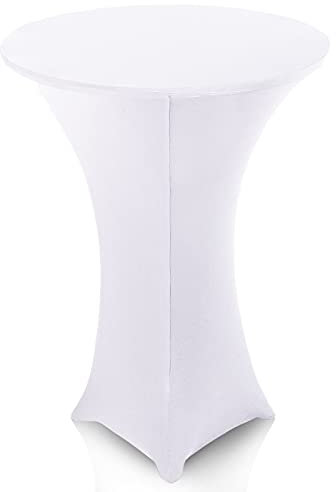 NIBESSER Stehtischhussen Universal Strech Husse waschbar Tisch-Überzug für Stehtische Partytisch Bistrotische pflegeleicht (Weiß,70-75cm)
