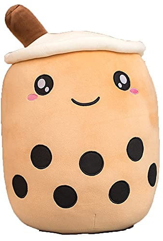 OUKEYI Boba Tea Plüsch-Stofftier, braune Perle, Milchtee, Blase, Plüschkissen, Zuhause, weiches Umarmungskissen, Geschenke (braun, 35,1 cm)