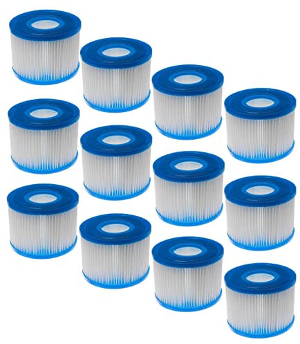 vhbw 12x Cartucho de Filtro Tipo S1 Compatible con Intex PureSpa 28403E Piscina - Recambio Blanco/Azul
