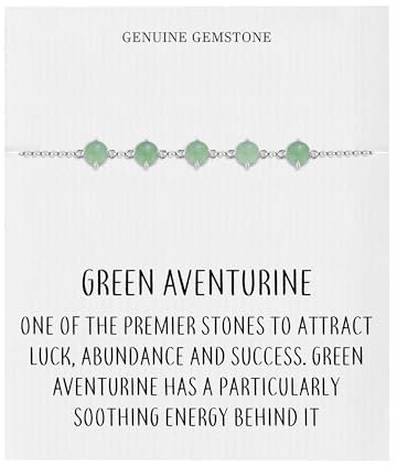 Philip Jones Green Aventurine Gemstone Bracelet with Quote Card