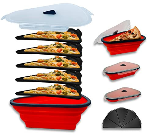 GLLOREE Faltbare Pizzaschachtel Aus Silikon, wiederverwendbare tragbare Dreieck-Pizza-Pack-Lunchbox, BPA frei