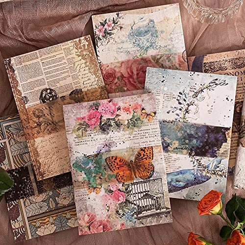 400 Blatt Scrapbooking-Papierbedarf, Vintage-Scrapbook-Papiermaterialien für Cottagecore Junk Journal Supplies, ästhetisches Bastelpapier für Scrapbooking, Verzierungen und Dekorationstagebücher