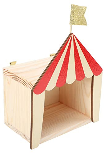 Toyvian Zirkus-Chalet-Wandregal Dekorpflanzen Dekorregale Für Kinderzimmer Dreieckiges Wandregal Holz-Wandregale Schmuckständer Hausförmiges Zirkus-Ornament Organizer FüR Spielzeug Schmuck