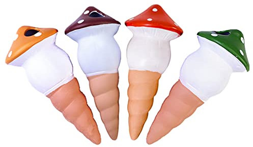 RoseFlower 4 Stück Bewässerungskugeln für Pflanzen Ton, Pilz Form Pflanzen Bewässerung Zimmerpflanzen, Bewässerungssystem für Topfpflanzen, Tontöpfe Deko, Bewässerung Wasserspender Innen Keramik#1