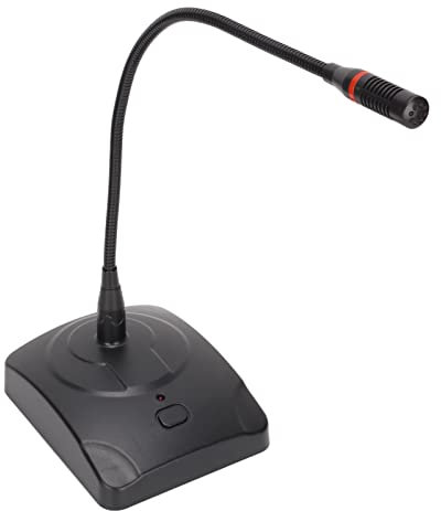 Desktop Mikrofon, 6,35mm Kabel ABS Metall Schwanenhalsmikrofon mit Licht für Konferenzen, Rundfunkaufzeichnungen