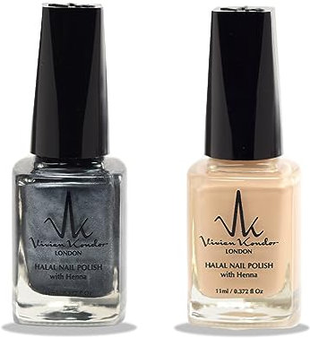 (Set Of 2) Henna Infused Permeable Nail Polish Wudhu and Vegan Friendly Long lasting Halal Polish (Decadent + Natural)
