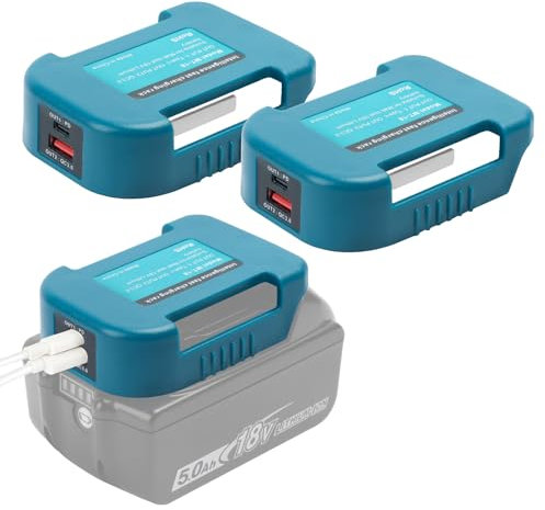 Powarobor 2 Pack Battery Adapter for Makita 18V Lithium-Ion Battery,with USB Phone Power Source Charger Adapter With Type-C Fast Charging Rack (Adapter Only)