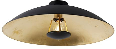 Qazqa Smart led Modern Deckenleuchte, Deckenlampe - Emilienne - Schwarz Gold, Rund, 2700K - 6500K, dimmbar, 60cm, Ideal als Küche lampe, Schlafzimmerlampe und Wohnzimmerlampe