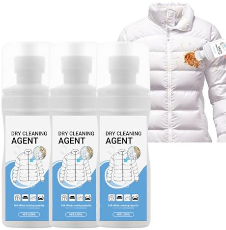 3 Piezas Agente de Limpieza en Seco, 100Ml de Limpiador en Espuma Seca Quitamanchas, Limpiador en Espuma Seca para Ropa, Limpiador Multiuso Sin Enjuague para Ropa, Telas