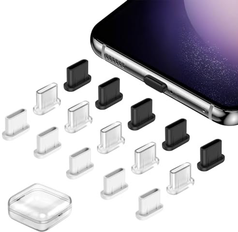 15 Stück USB C Staubschutzkappen für iPhone 16 15 Pro Max 16e,Handy USB C Schutz Staubstecker, Silikon Phone Staub Stecker Schützt,Typ C Ladeanschluss,Staubschutzstecker USB C für Galaxy A56 S25 A35