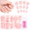 Kiiwah 120 Pcs Faux Ongles à Coller Manucure, Naturel Rose Faux Court, Couverture Complète Nails en Acrylique pour Femmes et Filles DIY Manucure Salon