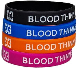 4 Medical Alert Blood Thinner Silikon Armband Blutverdünner Armband Erwachsene Silikon, Adult, Silikon