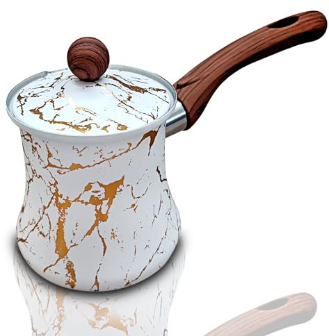 Sukkar Pasha 18.6 oz Turkish Coffee Pot – Stainless Steel – Multipurpose Arabic Coffee Pot with Lid