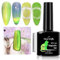 NAILGIL Cat Eye Gel Nail Polish with Magnet, Smooth Wide Cat Eyes Gel Polish Galaxy Soak off Holographic Cats Eye Gel Polish Magnetic DIY at Home-Jelly Yellow and Green