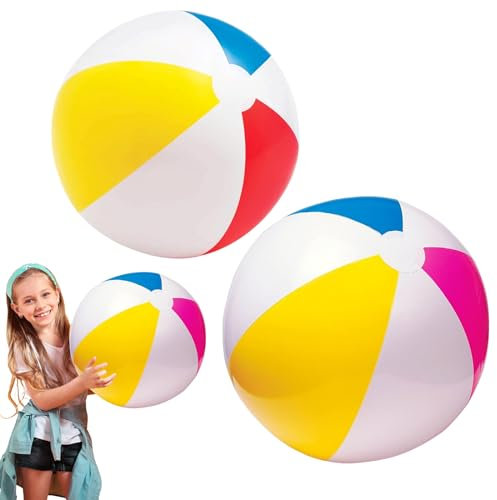 2 Pièces Ballon de Plage Gonflable Portables 61/51cm,Balle de Jeu Molle en PVC,Ballon Piscine Gonflables,Jouet de Plage Gonflable Ballons Coloré pour Enfants Adultes Plages,Piscine,Les Fêtes D'été