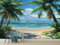 Vlies Tapeten Wandtapete Nordsee Palmen Meereslandschaft Muster 3D Wandbild Wohnzimmer Wanddekoration Fototapete 3D Tapete Effekt 200x140 Cm