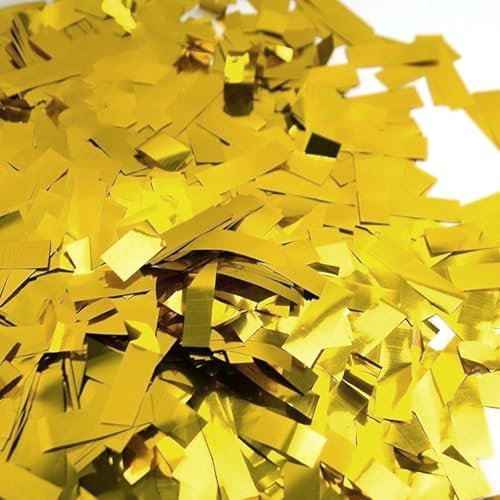 Luftschlangen 300 g Gold Glitzer Metallic rechteckiges goldfarbenes Metallic Konfetti, metallische Folie, Tischstreu Konfetti, Dekorationen für Geburtstag, Hochzeit, Abschlussfeier und Silvester