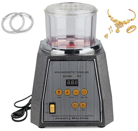 Magnetic Tumbler Polisher, Magnetic Jewelry Polishing Machine with LCD Display, 2000RPM and 600g Capacity, Adjustable Time and Direction, for Platinum, Gold, Silver, Metal Parts, Hard Plastic