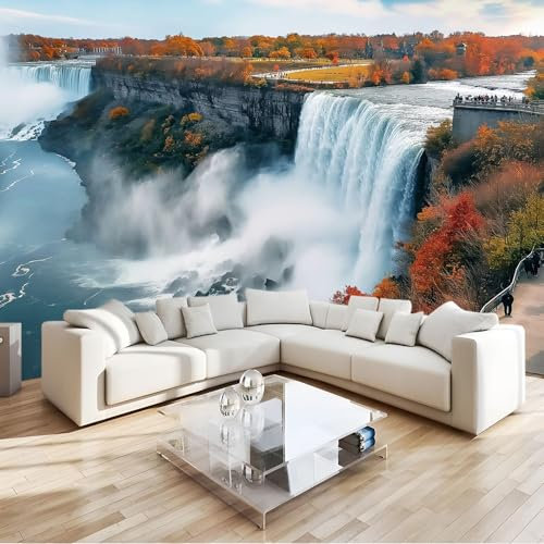 3D Mural Photo Wallpaper Landscape Waterfall Oasis Park Backdrop Wall Interior Decor Wallpaper 3D Panel Wall 200x140 cm Bathroom Restaurant Hall Living Room Hallway