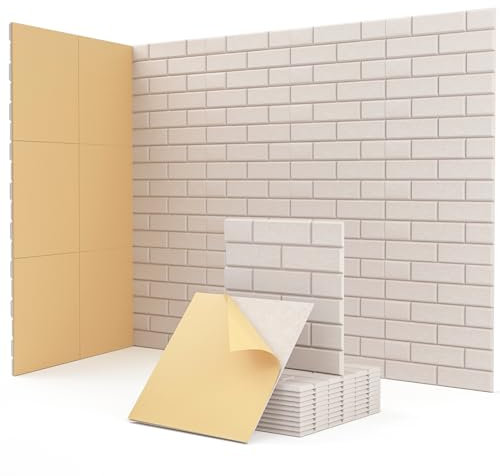Akustikplatten Selbstklebend, 18 Stück Schallabsorber für Wand, Tür, Decke, Acoustic Panels, Studio, Wohnzimmer, Schlafzimmer, Buero, Gaming, 30 x 30 x 0,9cm, Akustikpaneele Beige