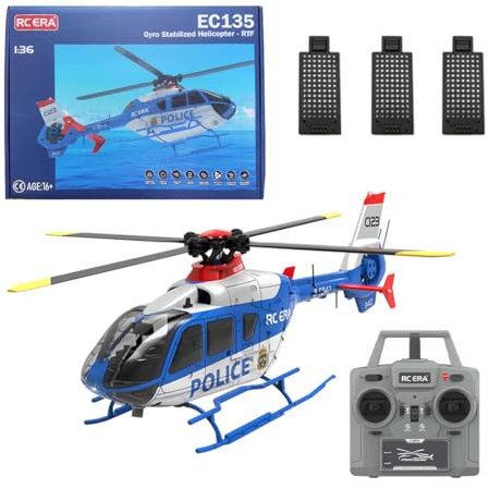 Meiurlex Remote Control Helicopter Model, C123 EC135 RC Helicopter 6CH Single-Rotor Gyroscopic Airplane with 6-Axis Gyro, 1/36 Scale RC Aircraft for Adults Beginners, 3 Batteries