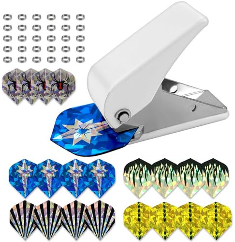 TYBYBB Dart Zubehör Dart Flight Locher mit 100 Stück O Ringe aus Metall, Flights Darts, Darts Zubehör, Weiß