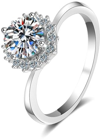 Stfery Damenring 585 Diamanten Züchten Weißgold 1ct Weiß Rundschliff Labor Angebauter Diamant 14 K Verlobungsringe Damen