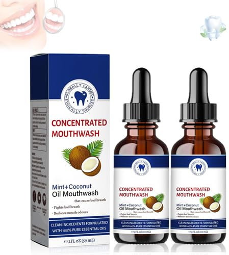 Ourlyard Coconut Oil Mouthwash Essential Oil, Ourlyard Kokosöl-Mundspülung Mit ätherischem öl, Ourlyard Kokosnussöl Mundspülung, Frischer Atem & Aufhellende Mundspülung (2pcs)
