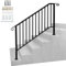 Bonnlo Outdoor Handrail for Stairs Fit 4 Steps, Hand Rails Outside Steps with Installation Kit, Galvanized Iron Handrail for Entrance Door