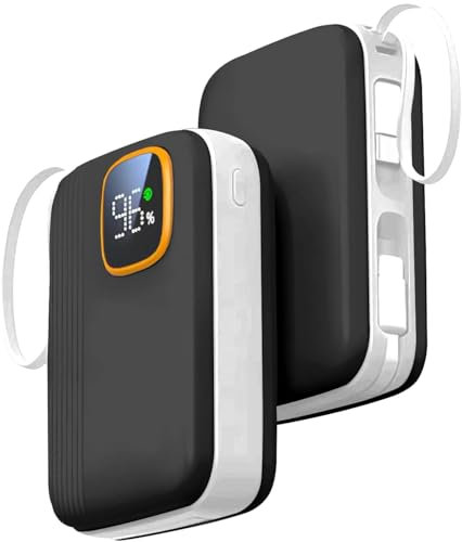 Power Bank 20000mAh, 22.5W Fast Charging Portable Charger with Built-in Cables,4 Outputs & LED Display, USB C Battery Pack Compatible with iPhone 16 15 14 13 Android and More (Black)