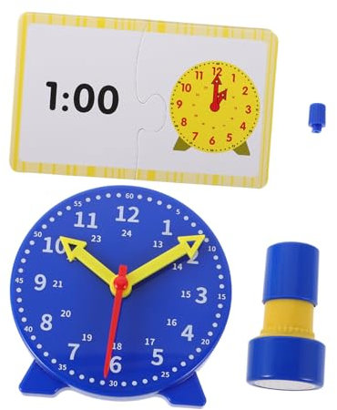 HEMOTON 1Satz Lernuhr Set für Analoge Uhr mit Stempel und Zeitkarten Lernspielzeug zur des Zeitverständnisses für Grundschule und Zuhause