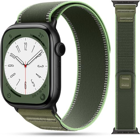 Ronkakar Trail Loop im Leder Kompatibel mit Apple Watch Armband Ultra 3 2 Ultra 49mm 46mm 45mm 44mm Damen Herren, Elastisches Gewebe Sport Nylon Armbänder für iWatch Serie 11 10 9 8 7 6 5 4 SE 3 2 1