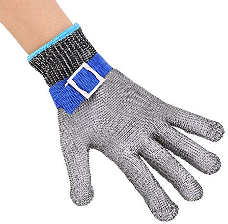 KIMISS Hochleistungs-Metzger-Baumwollhandschuh – Schnittfester Stich aus Edelstahldraht und Metallgeflecht – Schnittschutzhandschuh